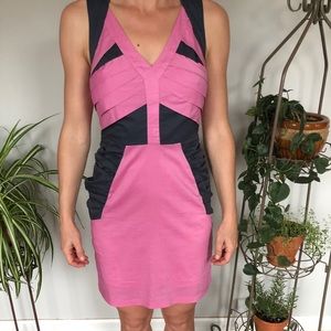 Boutique pink and grey cocktail dress - M